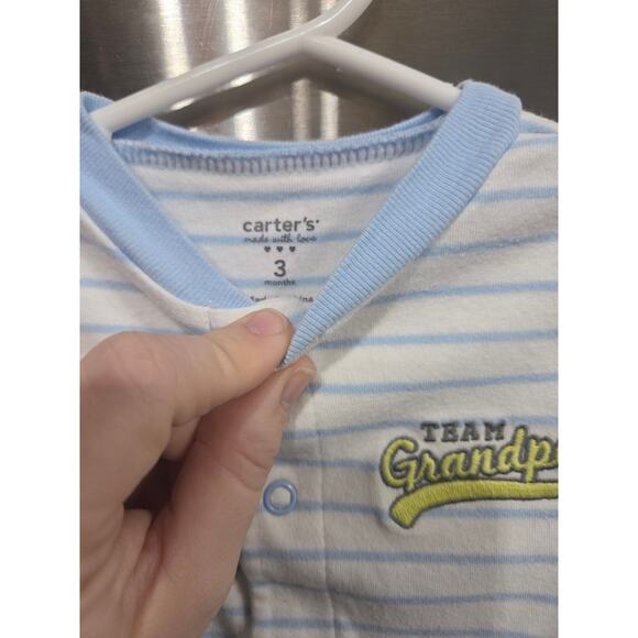 5/$15 "Team Grandpa" Striped Sleeper - Carter's - 3mo - Picture 4 of 5